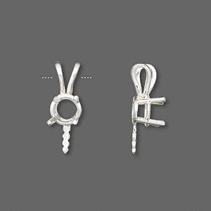 One Piece 6mm Fine Silver Bail Pendant Component Fire with PMC Art Clay Silver Setting- 