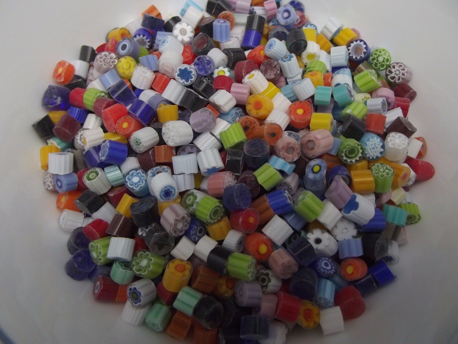 1/2 Pound 5-6mm Millefiori Slices Transparent Glass Lampworking Moretti Effetre- 