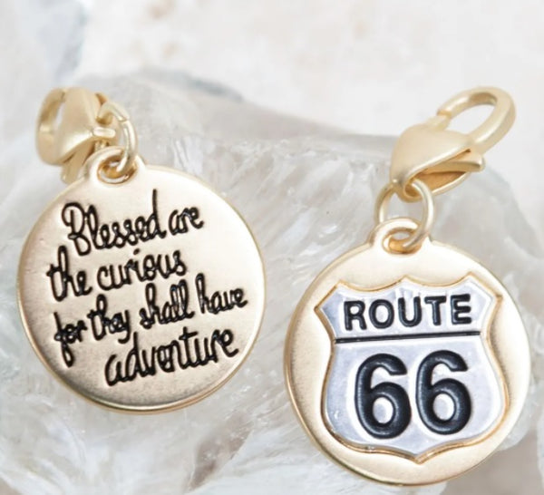 Blessed are the Curious Adventure Amanda Blu 2 sides Two-Tone Charm Gold Silver- 