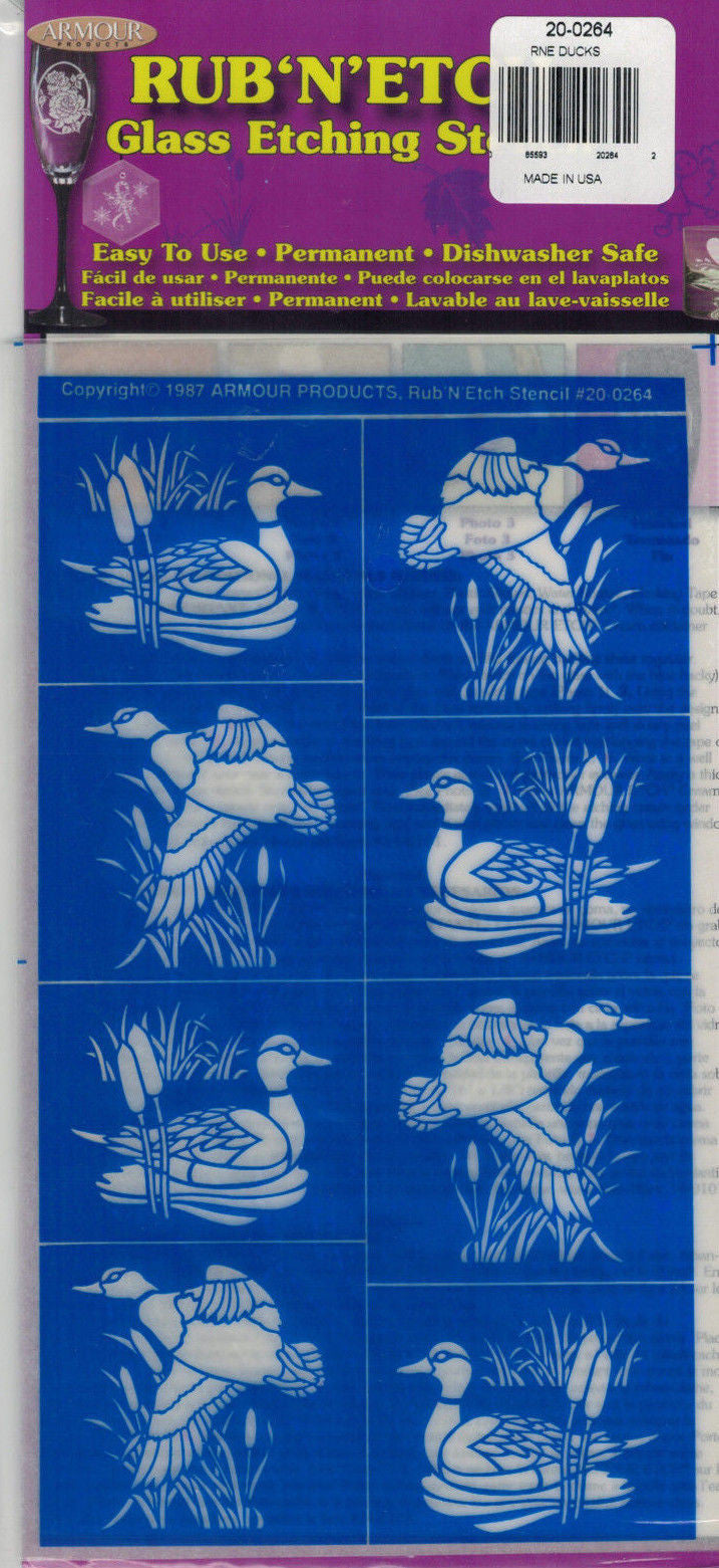 Choose Your Style Armour Rub n Etch Glass Etching Stencils Easy One Time Use-Model 20-0264 Ducks