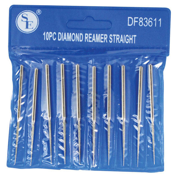 10 Pieces Straight Diamond Coated Bead Reamer for Rotary Tool 1/8" Shank 2 3/4"- 