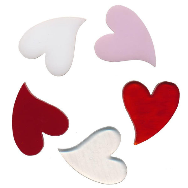 90 COE STYLIZED HEART Clear Red White Made With Bullseye Glass Fusing Mosaics- 