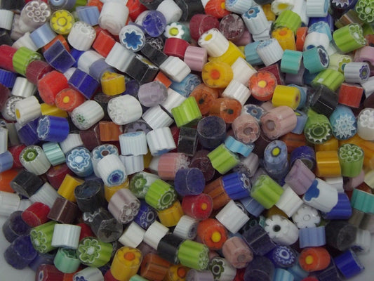 1/2 Pound 5-6mm Millefiori Slices Transparent Glass Lampworking Moretti Effetre- 