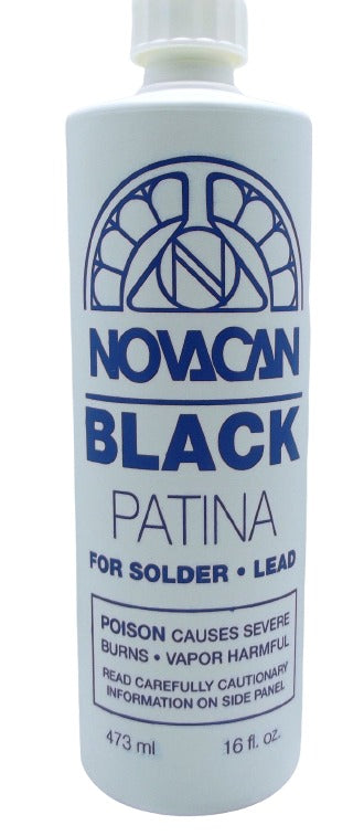 16 oz PATINA FOR STAINED GLASS Novacan BLACK for Solder Lead CHEMICALS ORMD- 