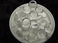 90 COE Medium Bullseye Glass Handmade Design Elements Gems Pebbles Blobs 25 Pieces-Color Clear