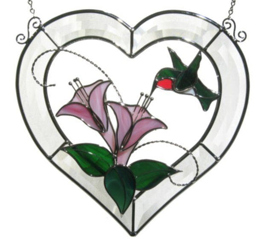CRYSTAL HEART HUMMINGBIRD KIT Precut Stained Glass PLEASE READ DESCRIPTION! 9101- 