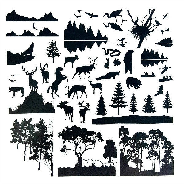 NORTHERN STATES Black Glass Enamel Decals Low Fire Deer Horse Moose Bear Pine- 