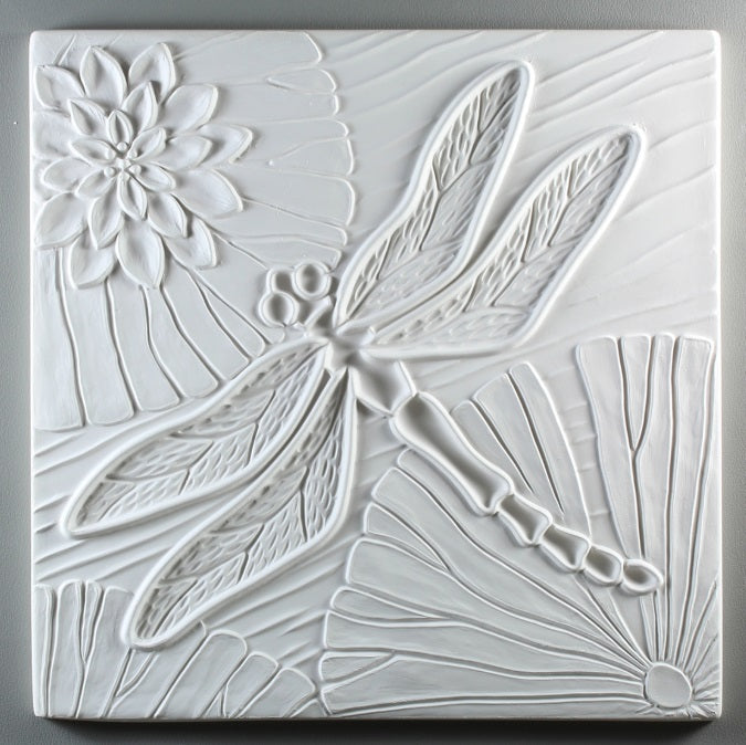 Dragonfly Texture Tile Plate Square Glass Fusing Mold Creative Paradise 10"- 