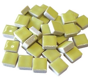 Yellow 3/8" Ceramic Tiles 4 ounce Package About 125 Pieces Small Mosaics Glazed Crafts Doll House- 