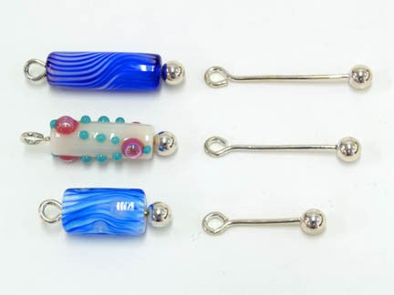 Aanraku Bead Pins Necklace Earrings set of Five Pieces Lampworking Finding 1" 1.25" 1.5"-Size 1"